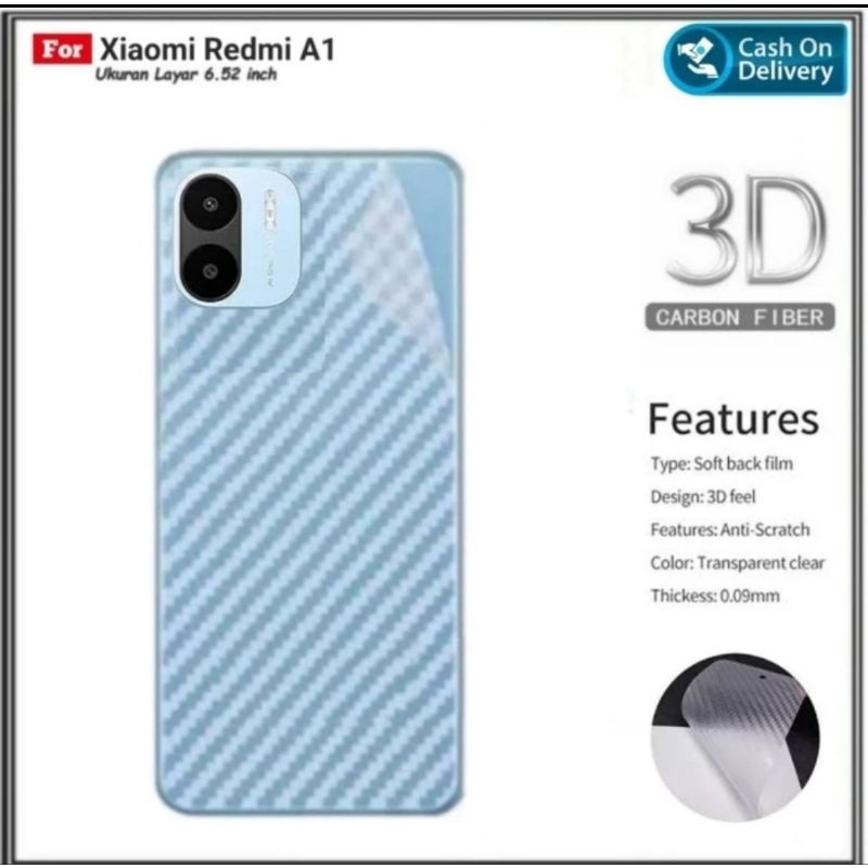 Redmi A1 Redmi A2 skin carbon anti gores belakang karbon