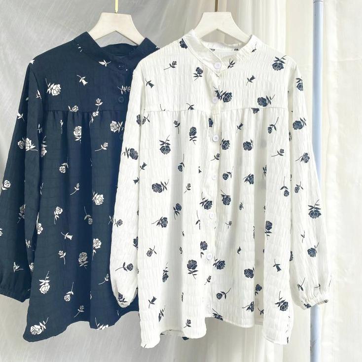 ✫ Premium Crinkle Motif Rose | VELLA Blouse Crinkle ✲