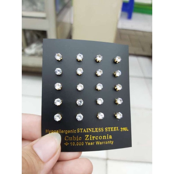 Anting Giwang Bulet ( HARGA PER PASANG ) Dasar Putih Mata Putih