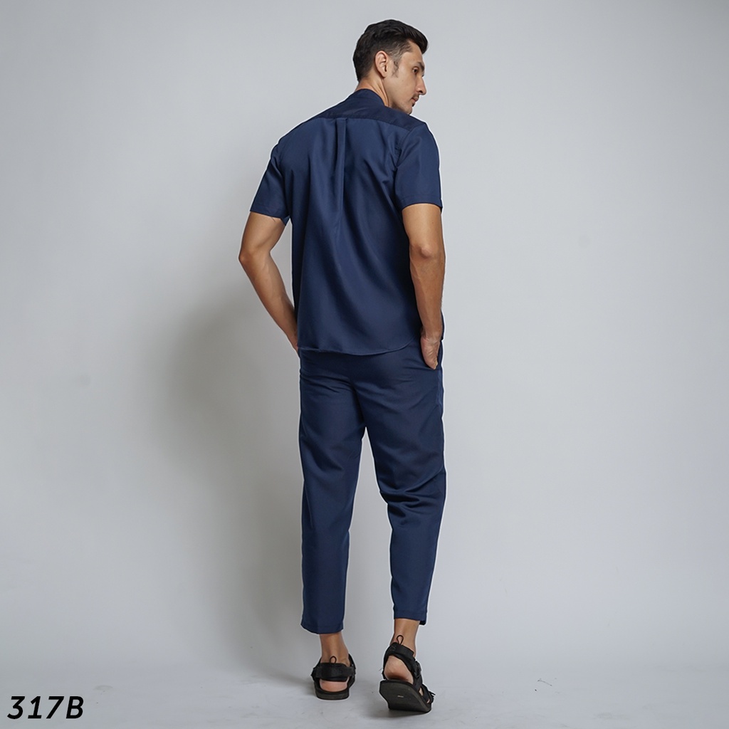 HSRM Ox Shirt 1 Set Navy Kemeja Kerah Shanghai Lengan Pendek 317 B