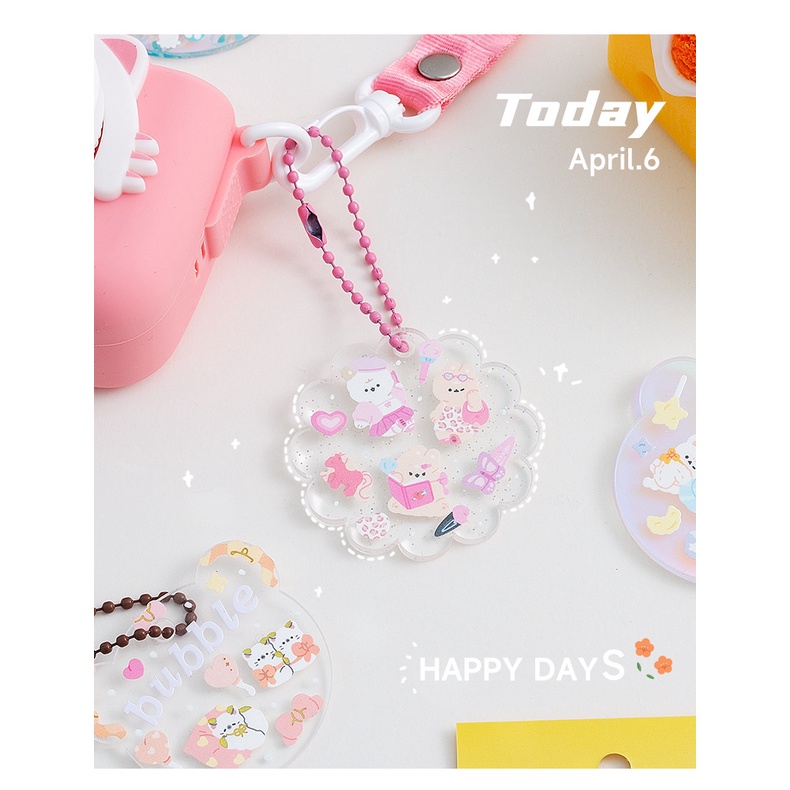 [COD Tangding] 10 Pcs Akrilik Gradien Transparan Guka Liontin Kecil Siswa Tangan Akun DIY Gantungan Kunci Hadiah