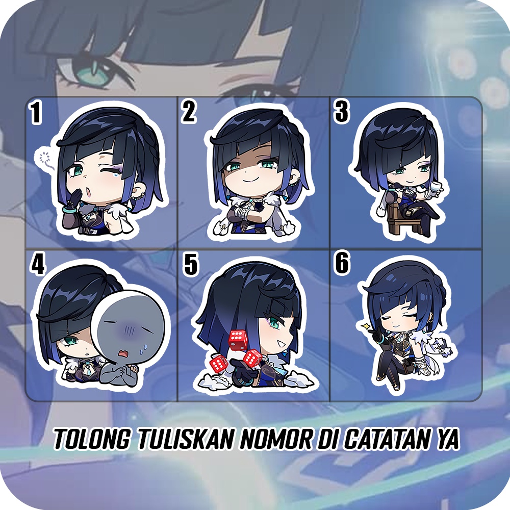 Stiker Glossy Yelan Genshin Impact, Sticker Anime Untuk di HP, Laptop, Helm, Motor dll