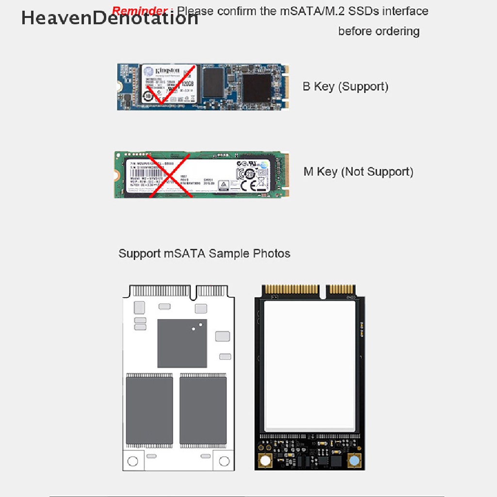 [HeavenDenotation] Msata Ssd Ke 2.5 ''SATA 6.0gps Adapter Converter Kartu Modul Papan Mini Pcie Ssd HDV