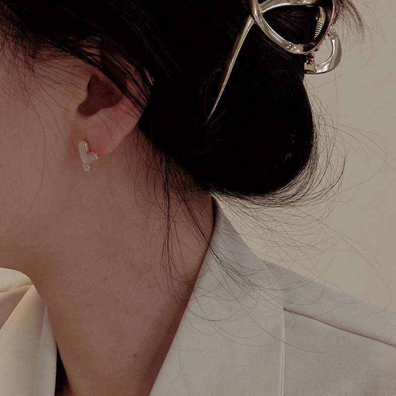 Gaya Korea Bunga Mawar Cinta Hati Zirkon Anting Stud Untuk Wanita Elegan Kupu-Kupu Mutiara Imitasi Anting Pesta Pesona Perhiasan
