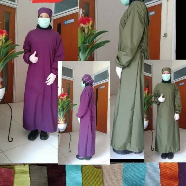RSC- Baju Gaun Jas Operasi APD Parasit Anti Air Surgical Gown Apron Medis + Topi