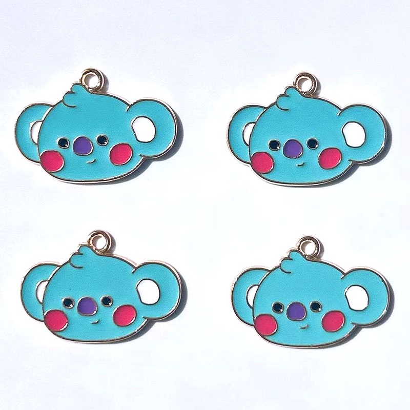 Diy Charm Puppy Sheep Horse Necklace Pendant 4pcs Alloy Menetes Minyak Karakter Kartun Liontin