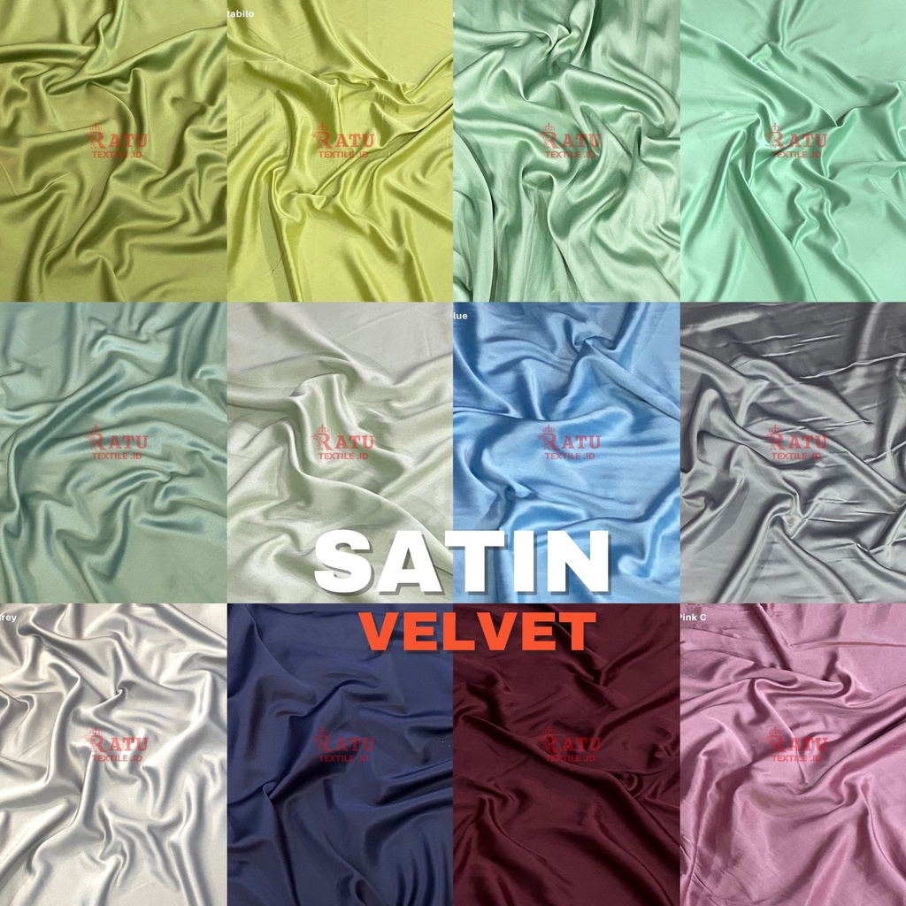Kain Satin Velvet Saten Velvet Polos Bridesmaid Meteran Premium (Daleman Kebaya/Dress/Furing)
