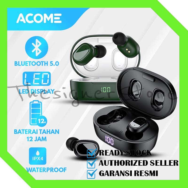 Acome T1 Airdots Headset Earphone Bluetooth 5.0 TWS LED Garansi Resmi 1 Tahun Airdots