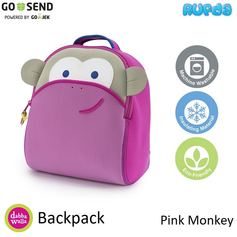 Dabbawalla Monkey Pink Backpack Lunch Bag Tas Sekolah Bekal Makan Anak Neoprene