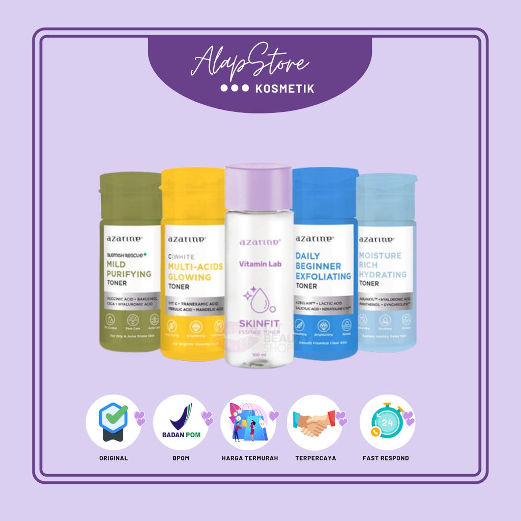 Azarine Toner Series - Multi Acid Glowing Toner - Mild Purifying Toner - Exfoliating Toner - Rich Hydrating Toner - Polypeptide