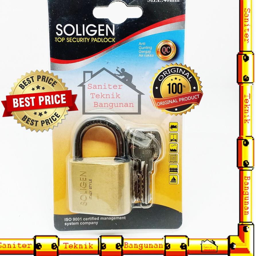 ۩ GEMBOK-GEMBOK PAGAR PINTU RUMAH-GEMBOK BAJA HITAM SOLIGEN 40MM 50MM 60MM PENDEK ♀