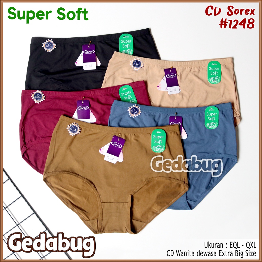 3 Pcs - CD Wanita SOREX 1248 Super Soft | Celana dalam Cutting Maxi Big Size | Gedabug