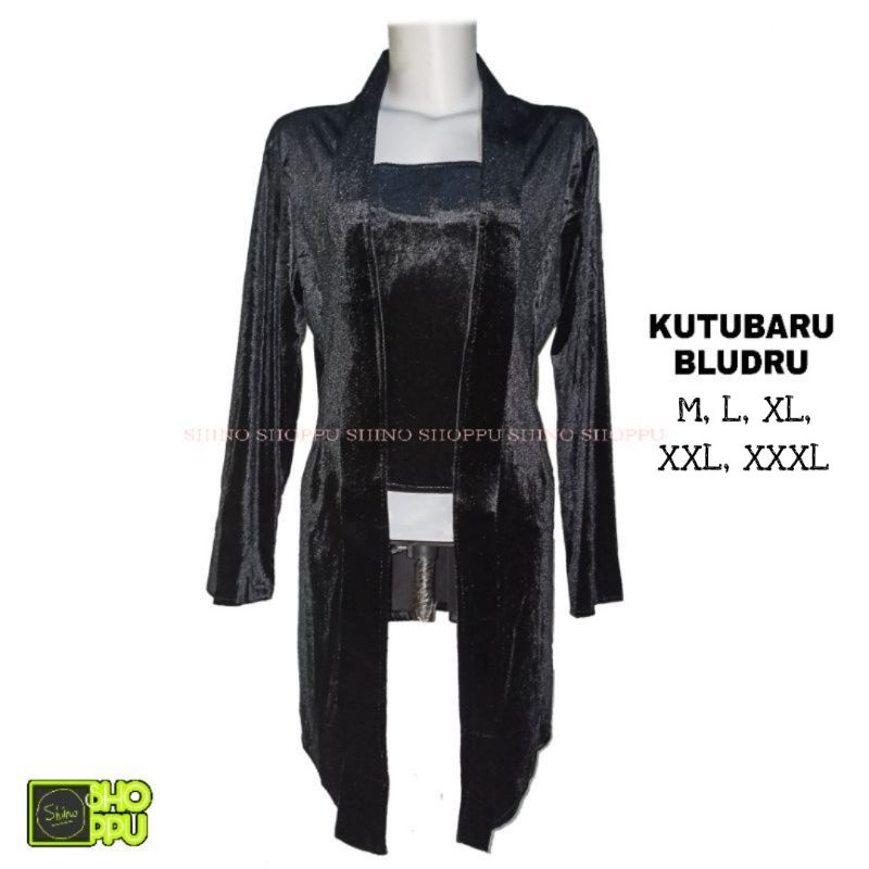 Kebaya Kutubaru Bludru Polos Panjang/Tunik Kebaya Model Kutubaru Murah warna hitam marun dll