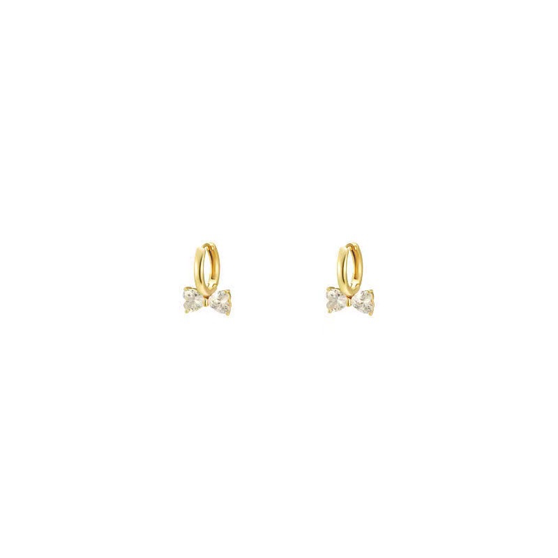 Cahaya Mewah Indah Kristal Busur Anting Temperamen Perempuan Gesper Desain Fashion Anting