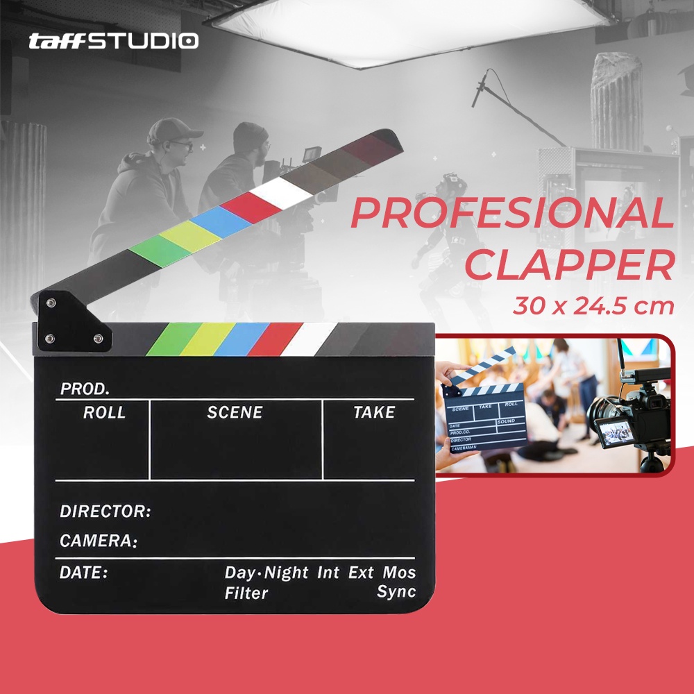 Profesional Clapper Board Colorful Acrylic - TS-3EL - OMCSD2BK Black