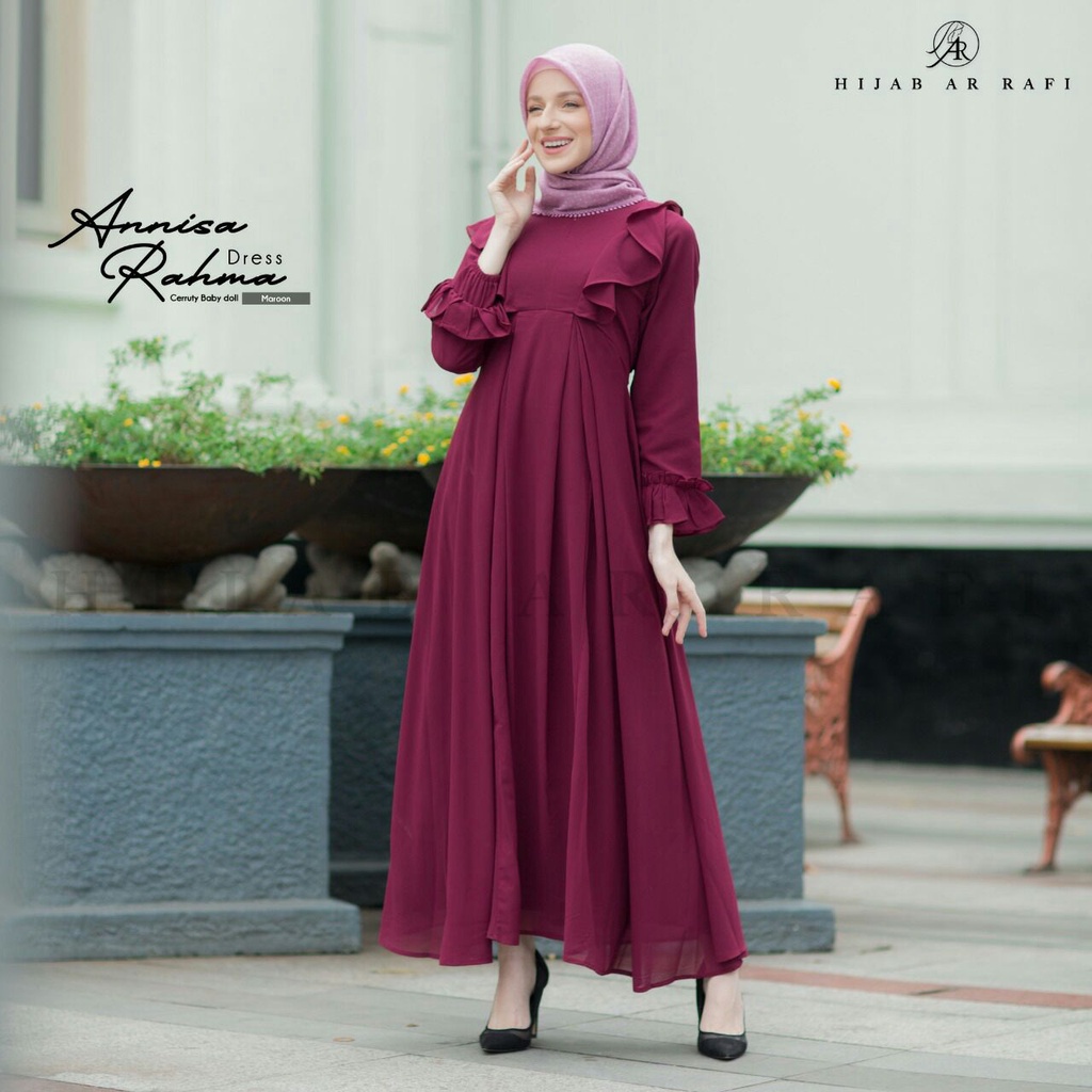 Anisa Rahma Dress by Hijab Arrafi | Dress Polos Terabru | Gamis Kekinian
