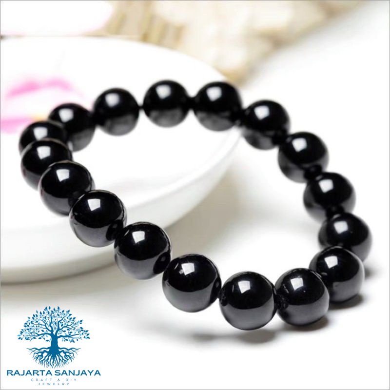 Gelang Natural Grade 4A Black Tourmaline Crystal Bracelet