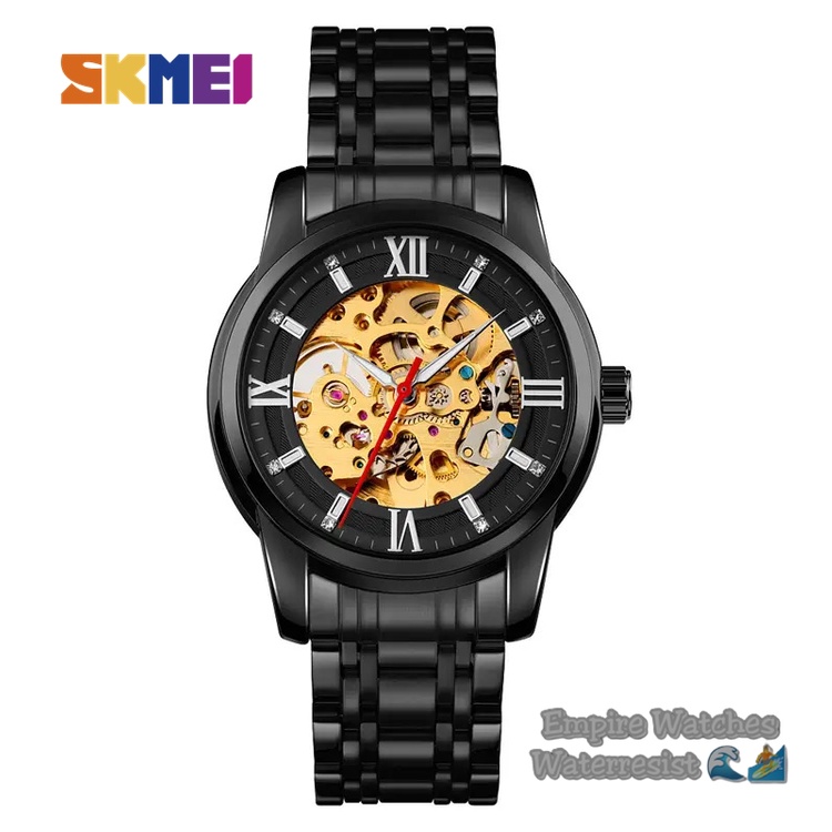 Jam Tangan Skmei 9222 Pria Cowok Analog Rantai Stainless Mesin Automatic Kualitas Original Waterproo