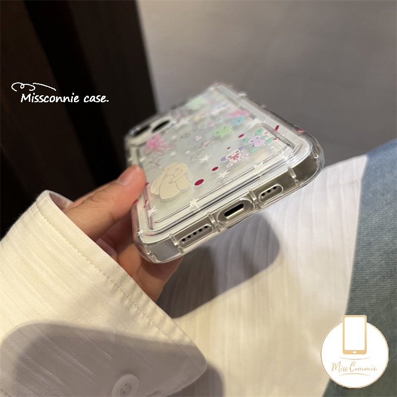 Casing Ponsel Kucing Kartun Kompatibel Untuk iPhone 7Plus 11 13 14 12 Pro Max XR 7 8 6s 6 Plus X XS Max SE 2020 Ins Korea Lucu Beruang Bintang Airbag Shockproof Bening Lembut Tpu Cover