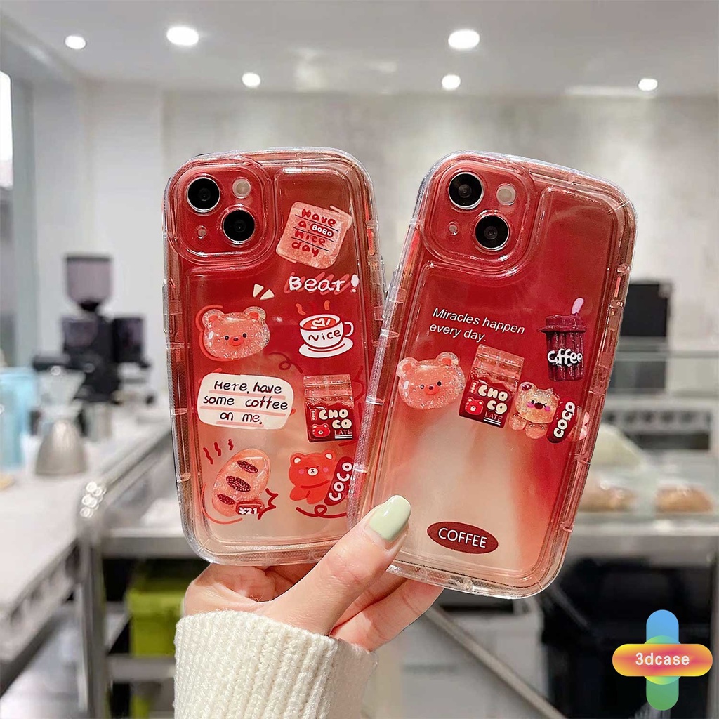 IPHONE Kompatibel Untuk Iphone13 12 11 14 PRO MAX 6 7 6S 8 14 Plus X XR XS MAX 11 12 13 SE 2020 6SPlus 7Plus 6Plus 8Plus 14Plus Bear coffee lovers style Silikon TPU Phone Casing Cover