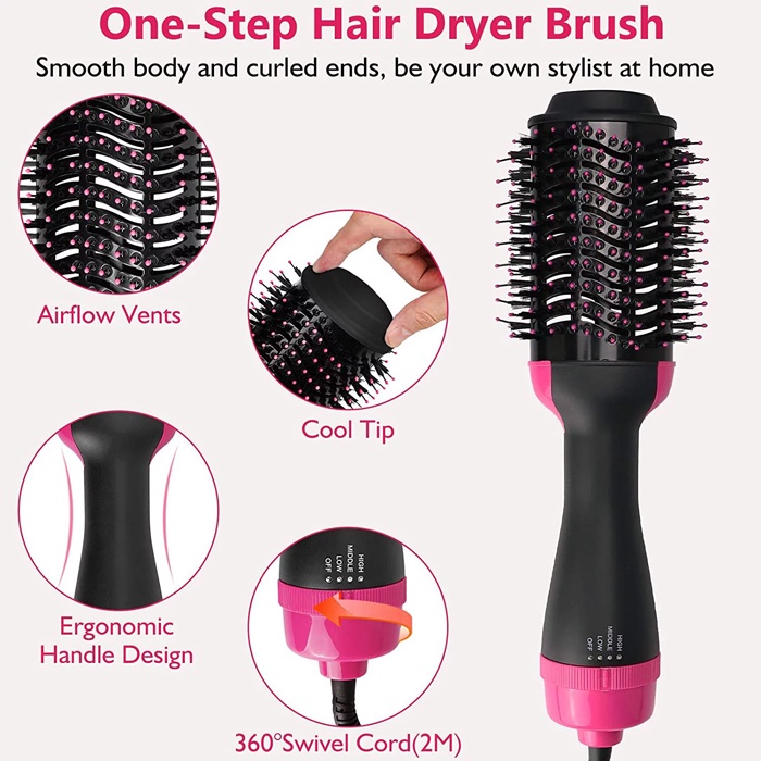 Hair Dryer Sisir Wet Brush Blow Catokan Pelurus Rambut Elektrik