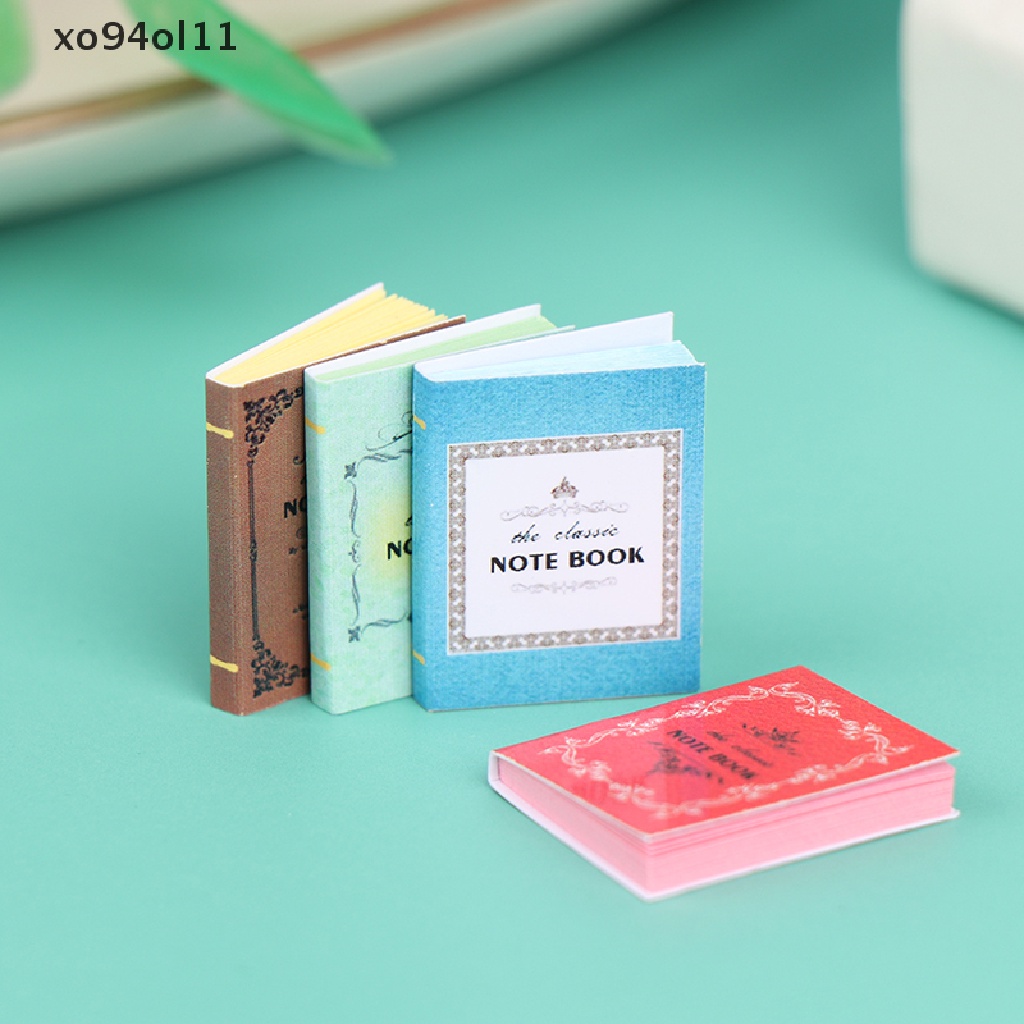 Xo 4Pcs/set 1: 12rumah Boneka Miniatur Buku Kertas Notebook Model Dekorasi Rumah Boneka OL