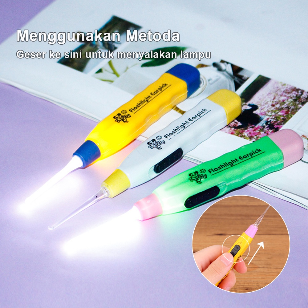 MumyStation Alat Pembersih Telinga / Alat Korek Kuping Lampu LED / Flash Light Earpick