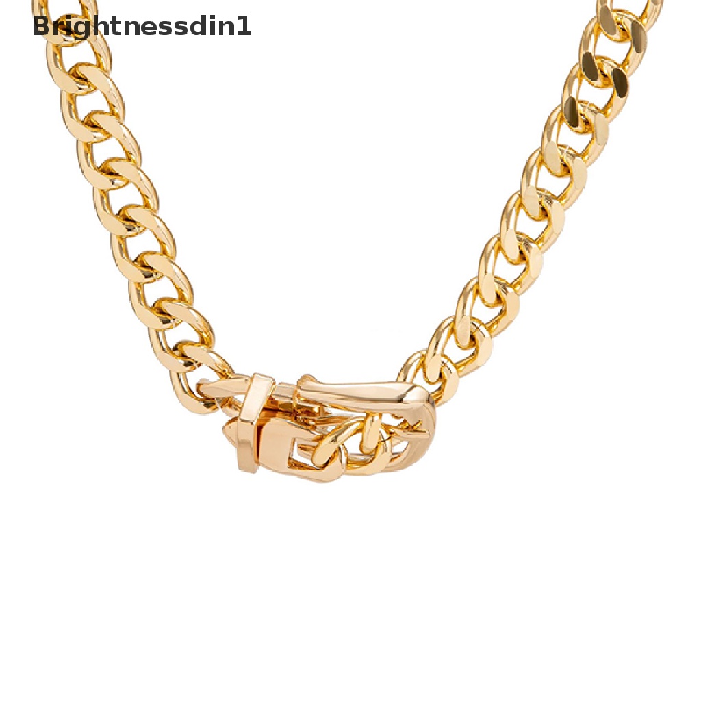 [Brightnessdin1] Fashion Hip Hop Punk Metal Belt Gesper Rantai Choker Kalung Perhiasan Untuk Wanita Tebal Chunky Klavikula Rantai Kalung Butik