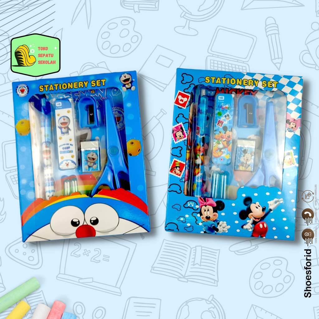 SFK Stationery Set 9in1 Pensil+gunting // set Alat tulis karakter