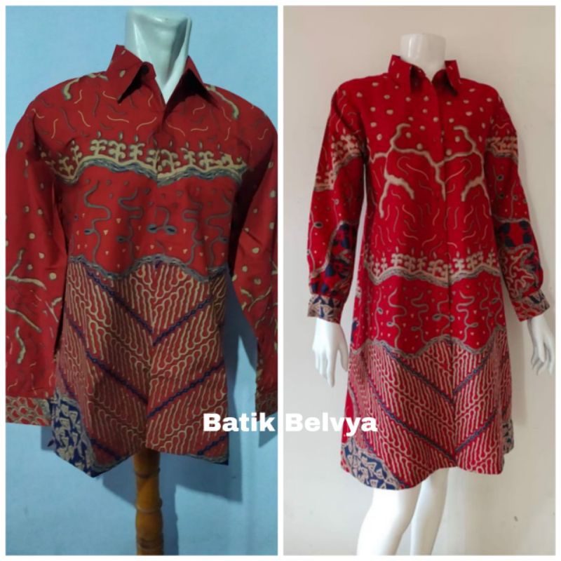 set couple batik motif merah serabut / Batik sragen / batik solo / dress batik / tunik batik / kemeja batik / batik sarimbit / batik windasari / batik ndoro mesem / batik nderbolo / batik cahaya sari / batik sri mulyani / batik aida / batik kanaya