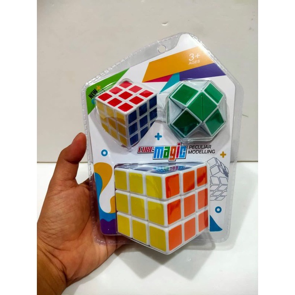 Mainan rubik magic Cube 3x3 isi 3