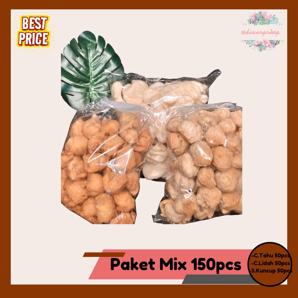 

Paket cuanki mix 150pcs cunki lidah 50pcs tahu 50pcs siomay 50pcs