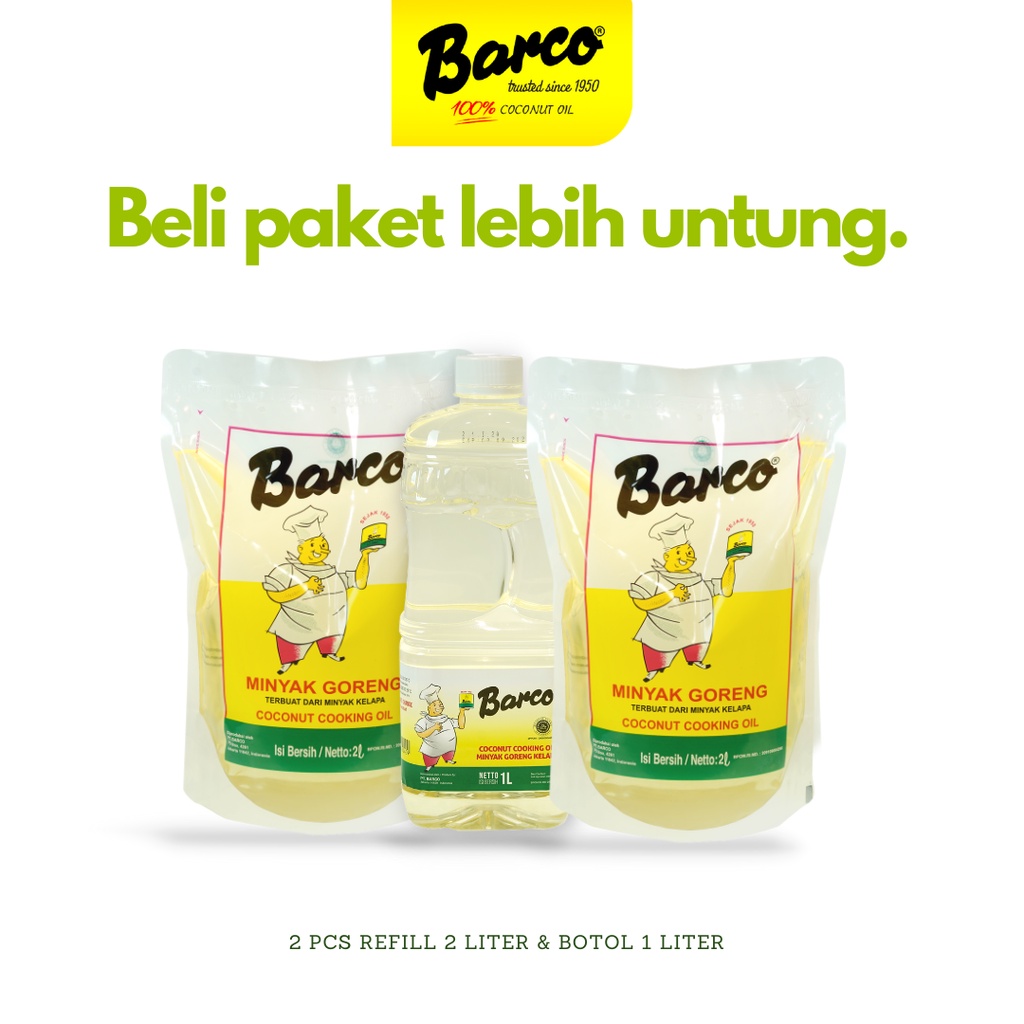 

Barco Offical Minyak Goreng Kelapa Botol 1 ltr + Pouch 2 ltr (2pcs)