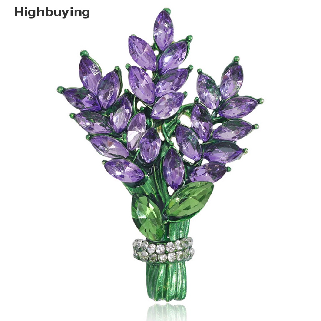 Hbid Women Brooch Romantic Crystal Lavender Flower Lapel Pins Alloy Plant Brooch Lapel Pins Accessories Gifts Jewelry Glory