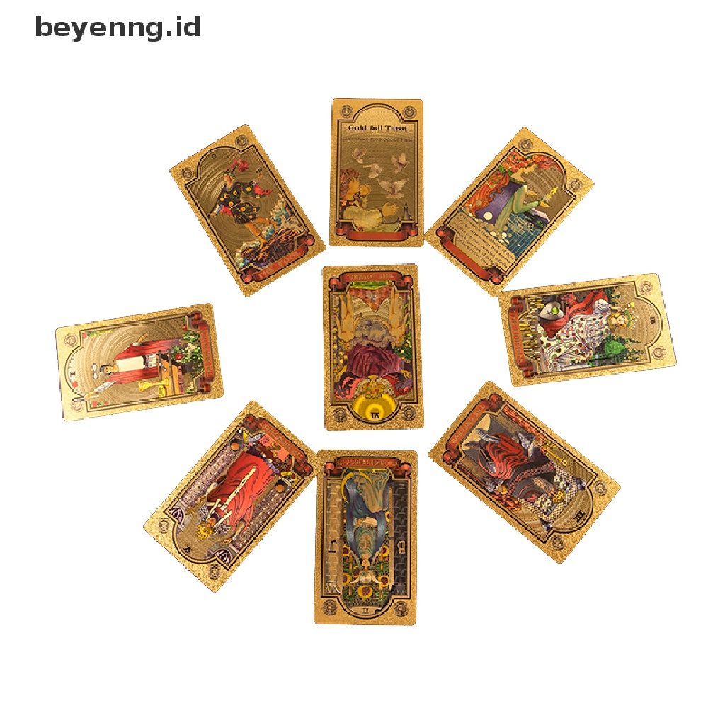 Beyen Paper Manual Gold Foil Tarot Brand Bronzing PVC Waterproof Wear-resistant Board Game Card Divination Oracle Card Language ID