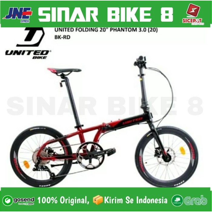 Sepeda Lipat Ukuran 20 Inch UNITED PHANTOM 3.0 Alloy 10 Speed Rem Hidrolik