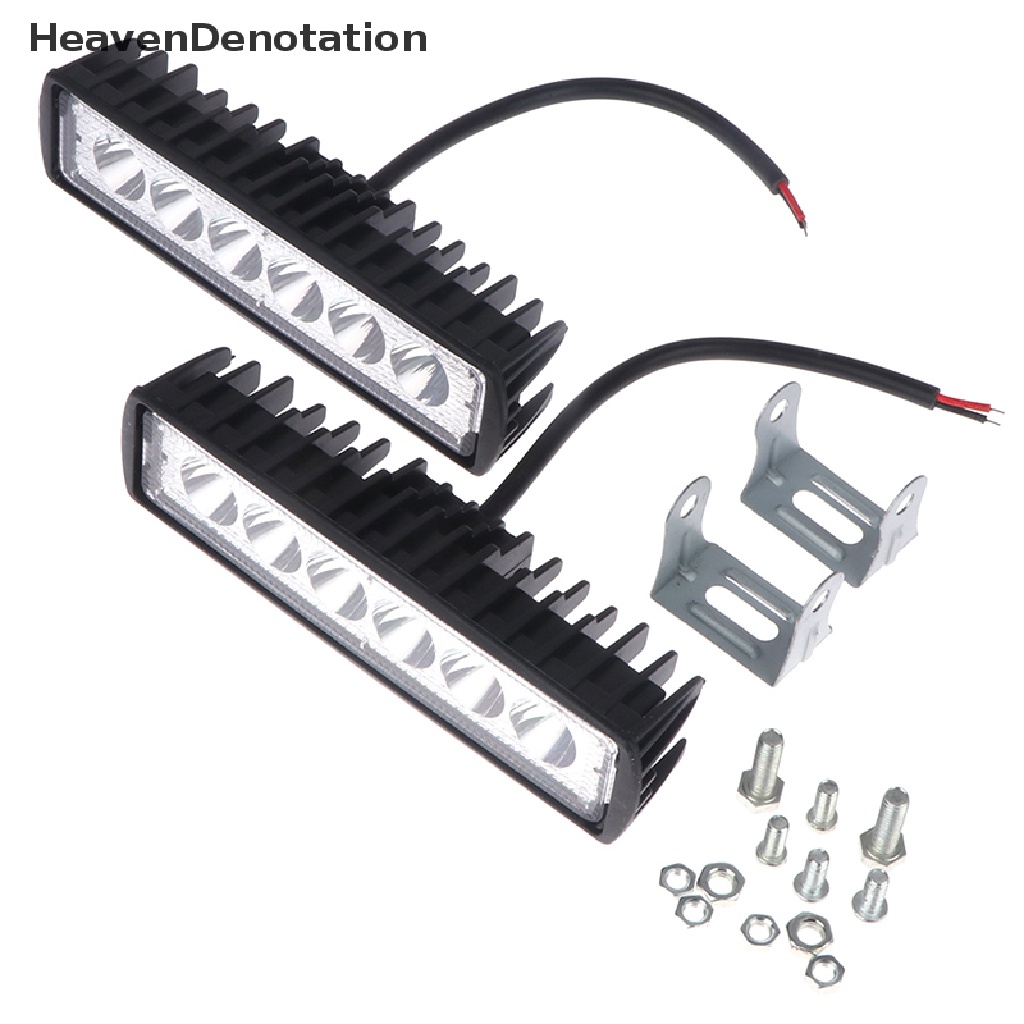 [HeavenDenotation] 2pcs 18w 6lampu Kerja Mobil LED DRL Sorot Terang Tinggi Tahan Air Mengemudi Lampu HDV