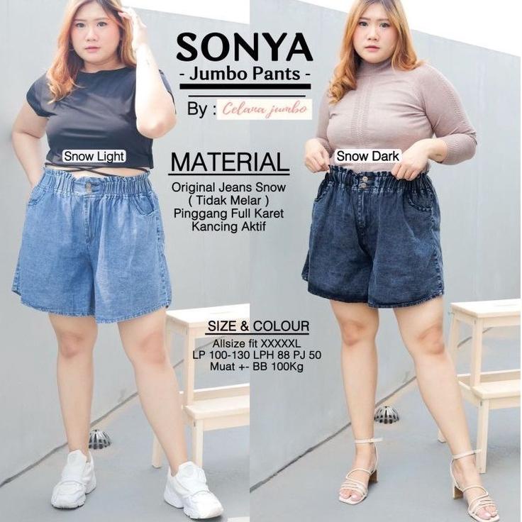 TERPERCAYA BOLLO JUMBO HOTPANTS / CELANA PENDEK WANITA JEANS BB 100KG