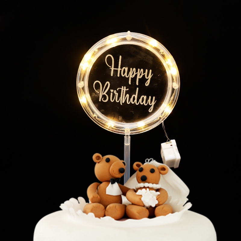 Led Kartu Kue Ulang Tahun Kedip/Lovers Show Their Love Valentine Day Cake Decoration LED Night Light Outdoor Dekorasi Kue Pernikahan/Perayaan Pesta Ulang Tahun Keluarga Tulisan Printing