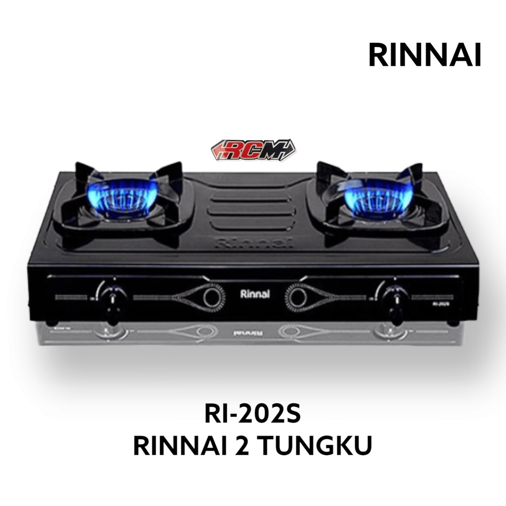 GAS STOVE KOMPOR GAS RINNAI RINAI 2 TUNGKU RI-202S R1 RI 202 S SUN BUNNER ORI ORIGINAL RINNAI ASLI