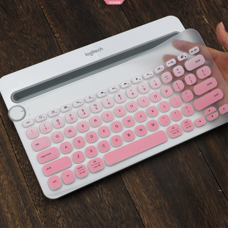 Besegad Fashion Colorful Laptop Silicone Keyboard Cover Skin Sticker Pelindung Untuk Keyboard Logitech K480 [ZXL]