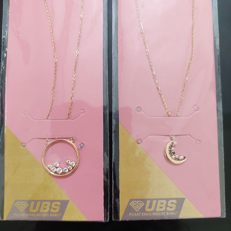 Kalung variasi batu putih dan hitam UBS kadar 8K 375