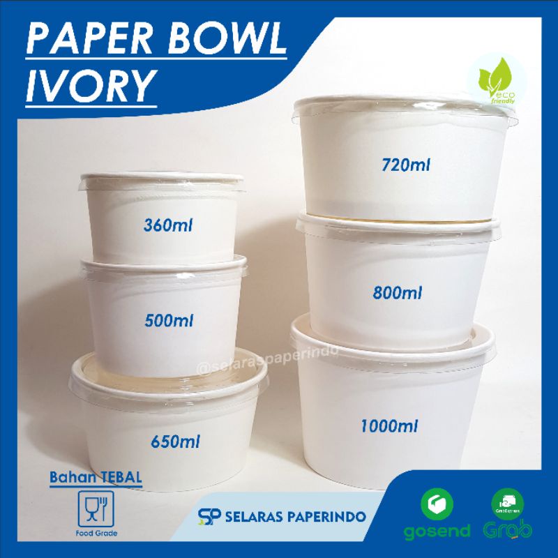 ISI 100pcs | Paper cup mangkok kertas polos - paper bowl polos - paperbowl - rice bowl kertas - rice