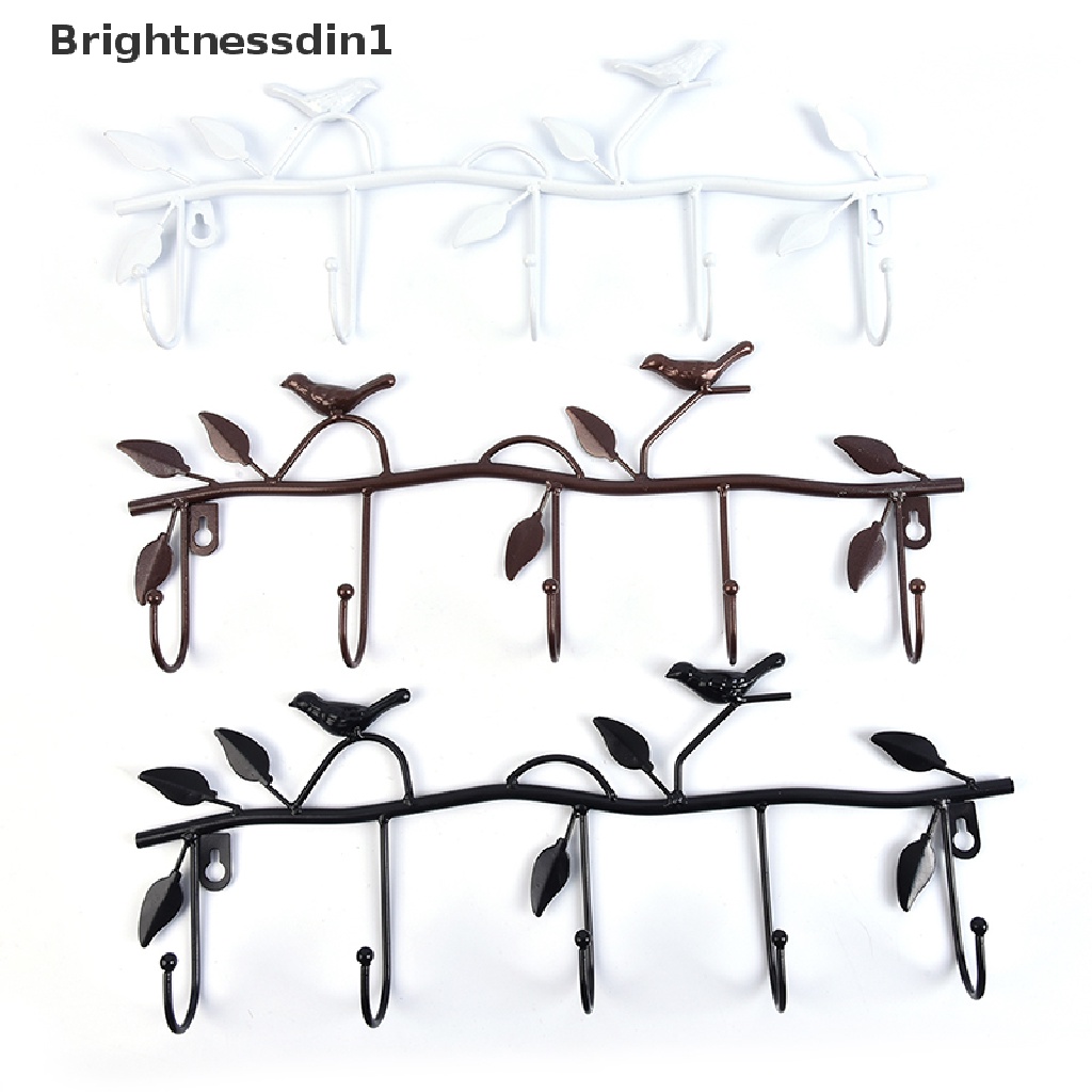 [Brightnessdin1] Retro 5kait Besi Tempa Bentuk Burung hook Daun Dinding Gamis Gantungan Kunci coat holder Butik