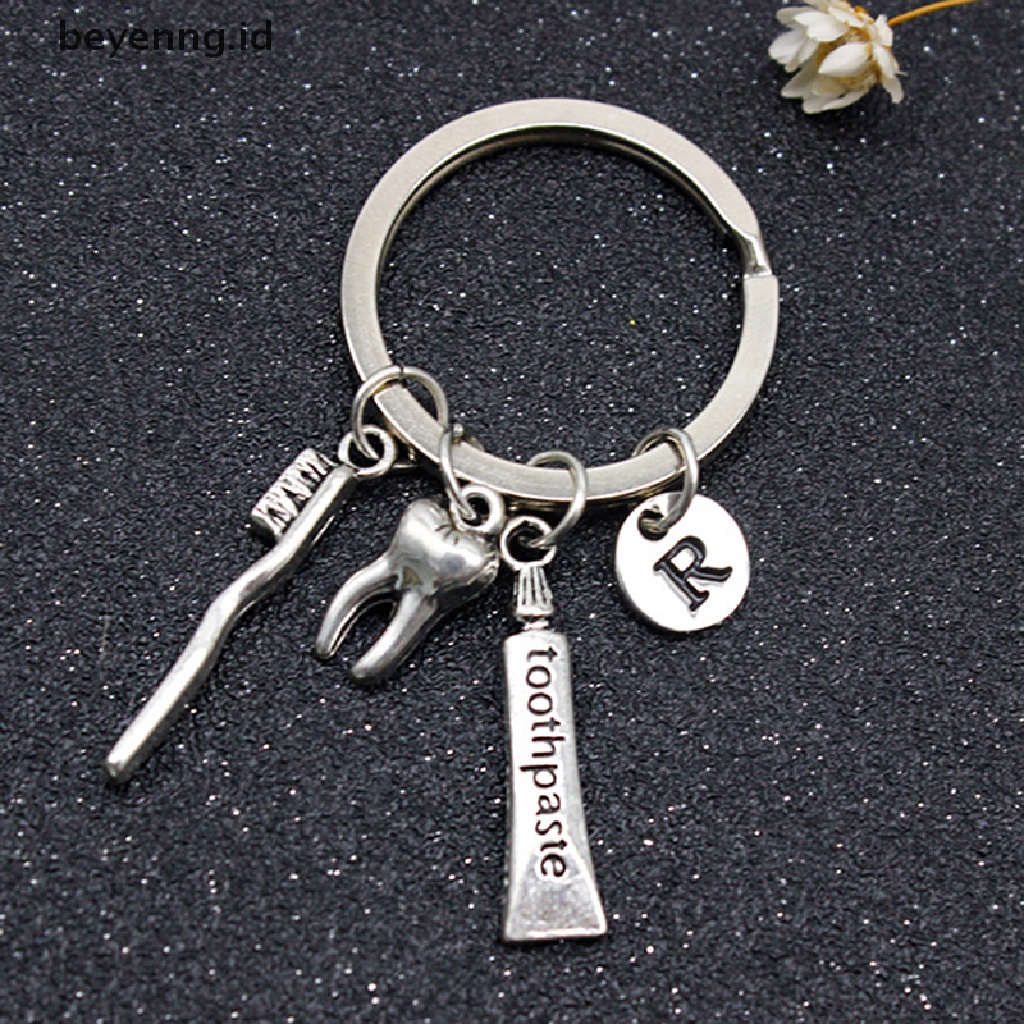 Beyen Key Ring Toothpaste Tooth Toothbrush Hygienist Initial Key Chain ID