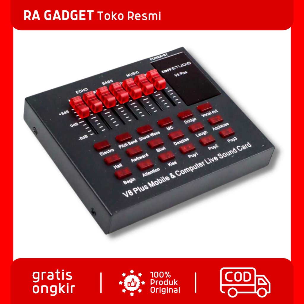 Bluetooth USB External Soundcard Live Mic Headset V8Plus / Souncard V8 Plus Bluetooth Original Taffs