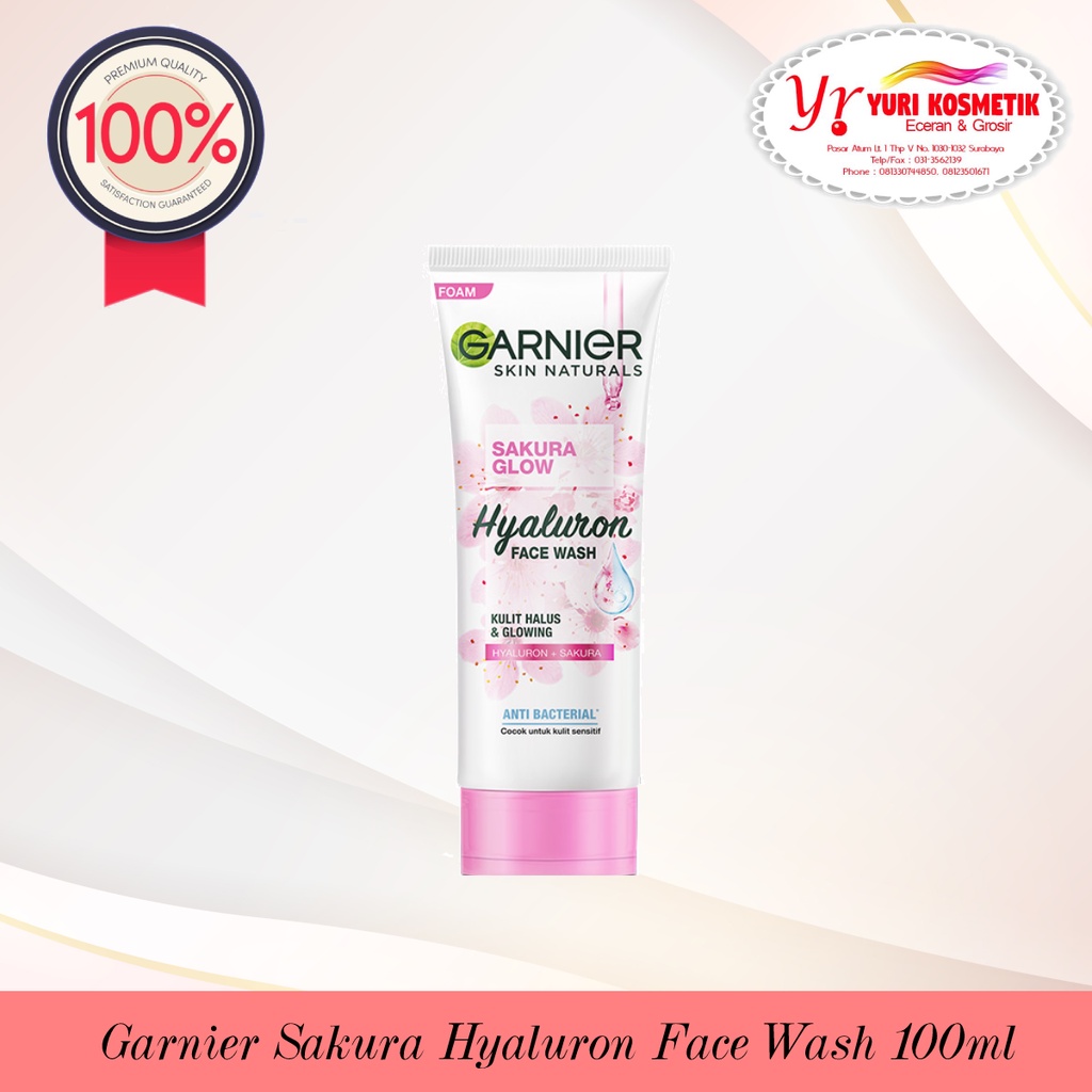 ☘️Yuri Kosmetik☘️ Garnier Sakura Hyaluron Face Wash 100ml / 50ml / Sabun Muka