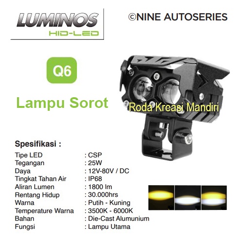 Lampu Kabut Lampu Sorot Lampu Tembak Foglamp Motor Mobil Truck 2 Warna LUMINOS Q6