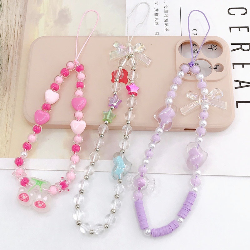 Rantai Manik-Manik Lucu 3D Universal Untuk iPhone Android OPPO VIVO Huawei Xiaomi Redmi Samsung Semua Ponsel Gelang Tali Anti Hilang