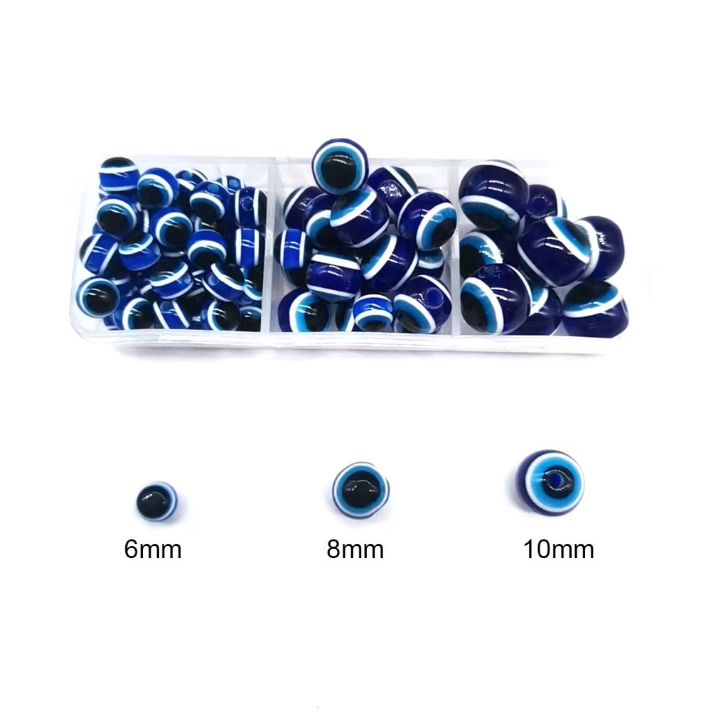 5pc Manik-manik Resin Bentuk Bulat Devil eyes Motif Mata Setan Eye Devil